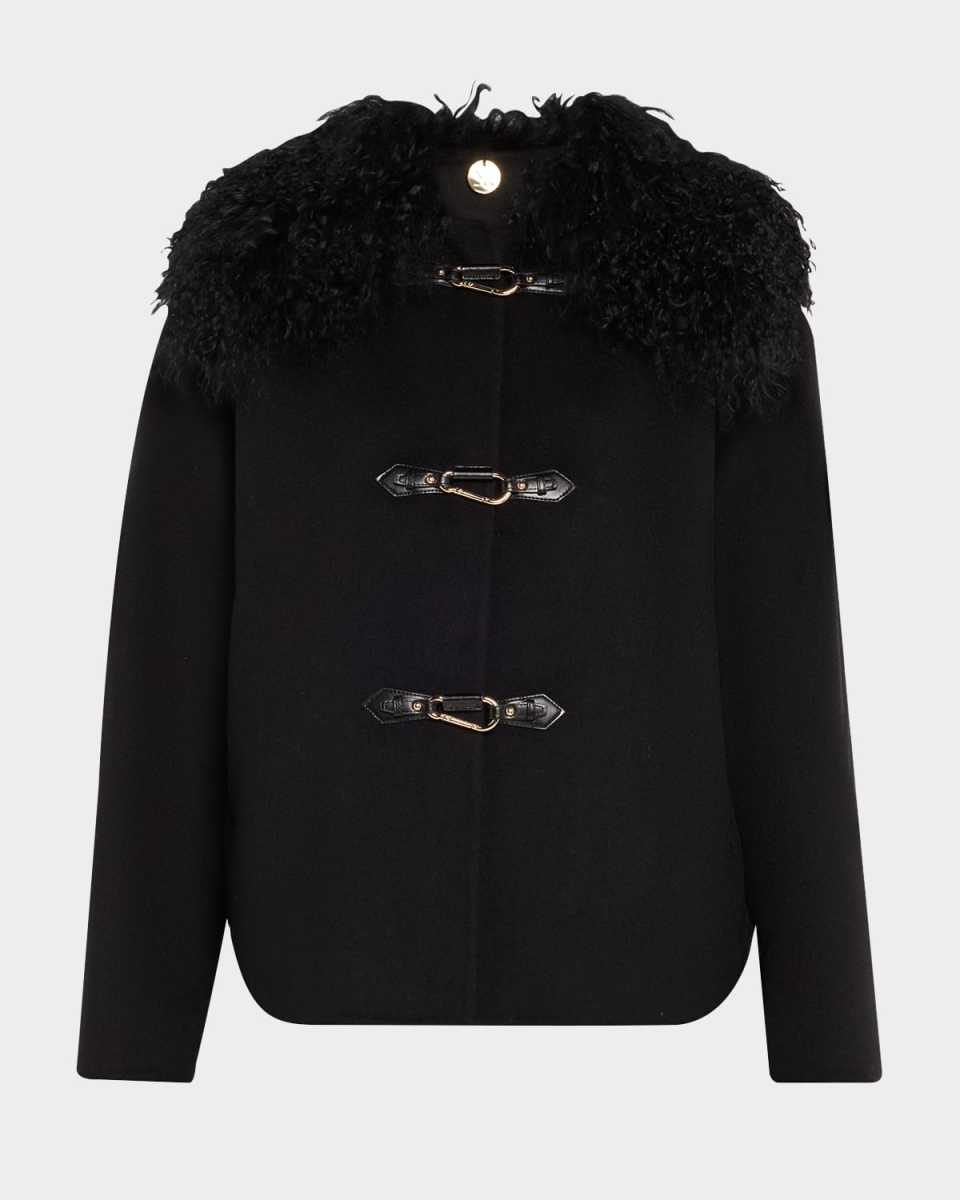 Shirley Wool Shearling-Collar Coat